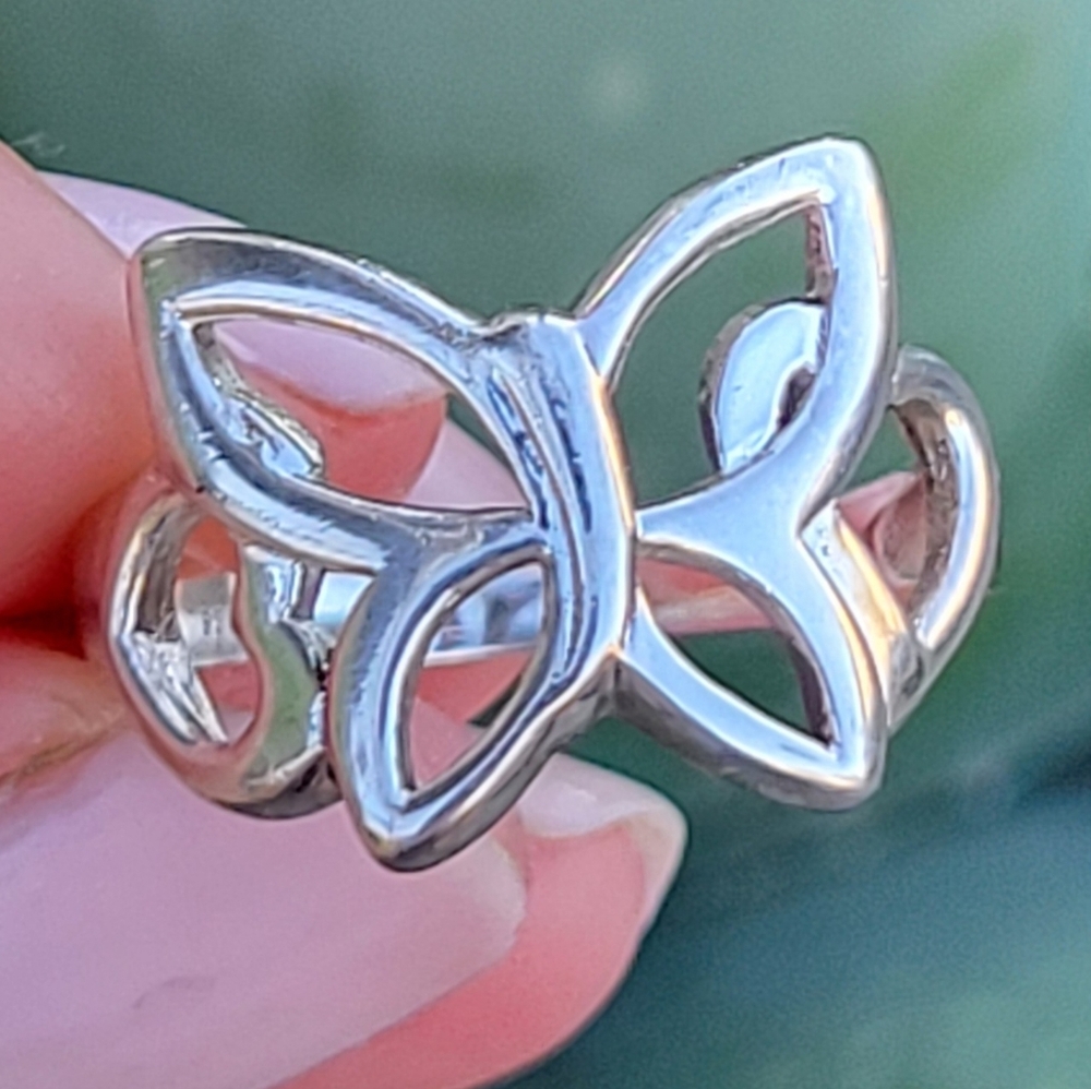 Simple Butterfly Cutout Filigree Wings Ring .925 Sterling‎ Silver Band Size 7.5